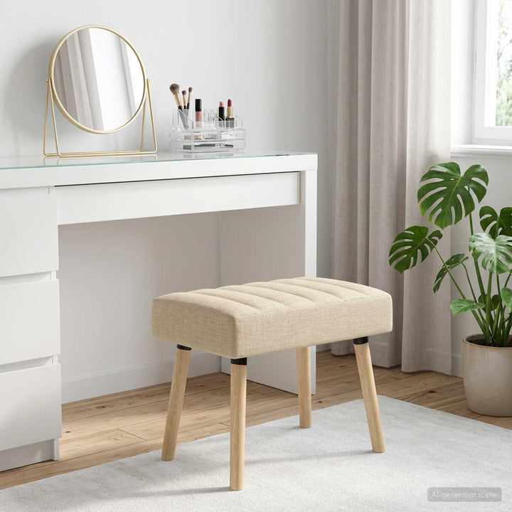 Kanalpuddet Bænk Cremefarvet 60 x 40 x 45 cm Stof
