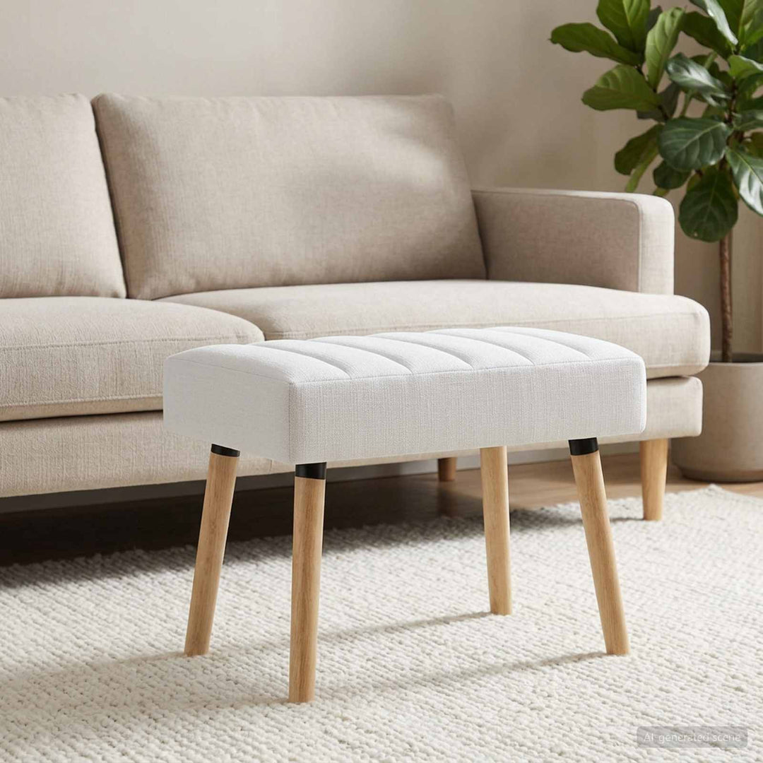 Kanalpuddet Bænk Hvid 60 x 40 x 45 cm Stof