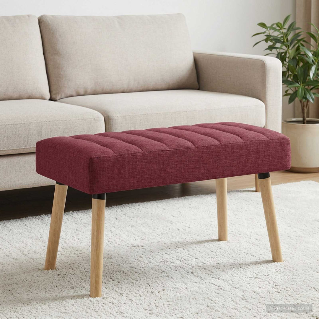 Kanalpuddet Bænk Vinrød 80 x 40 x 46 cm Stof