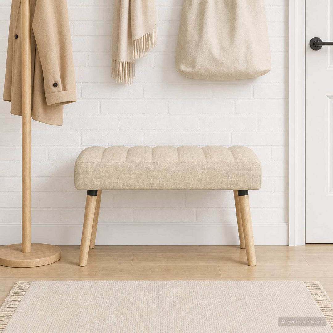 Kanalpuddet Bænk Cremefarvet 80 x 40 x 46 cm Stof