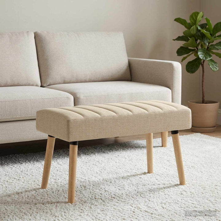 Kanalpuddet Bænk Cremefarvet 80 x 40 x 46 cm Stof