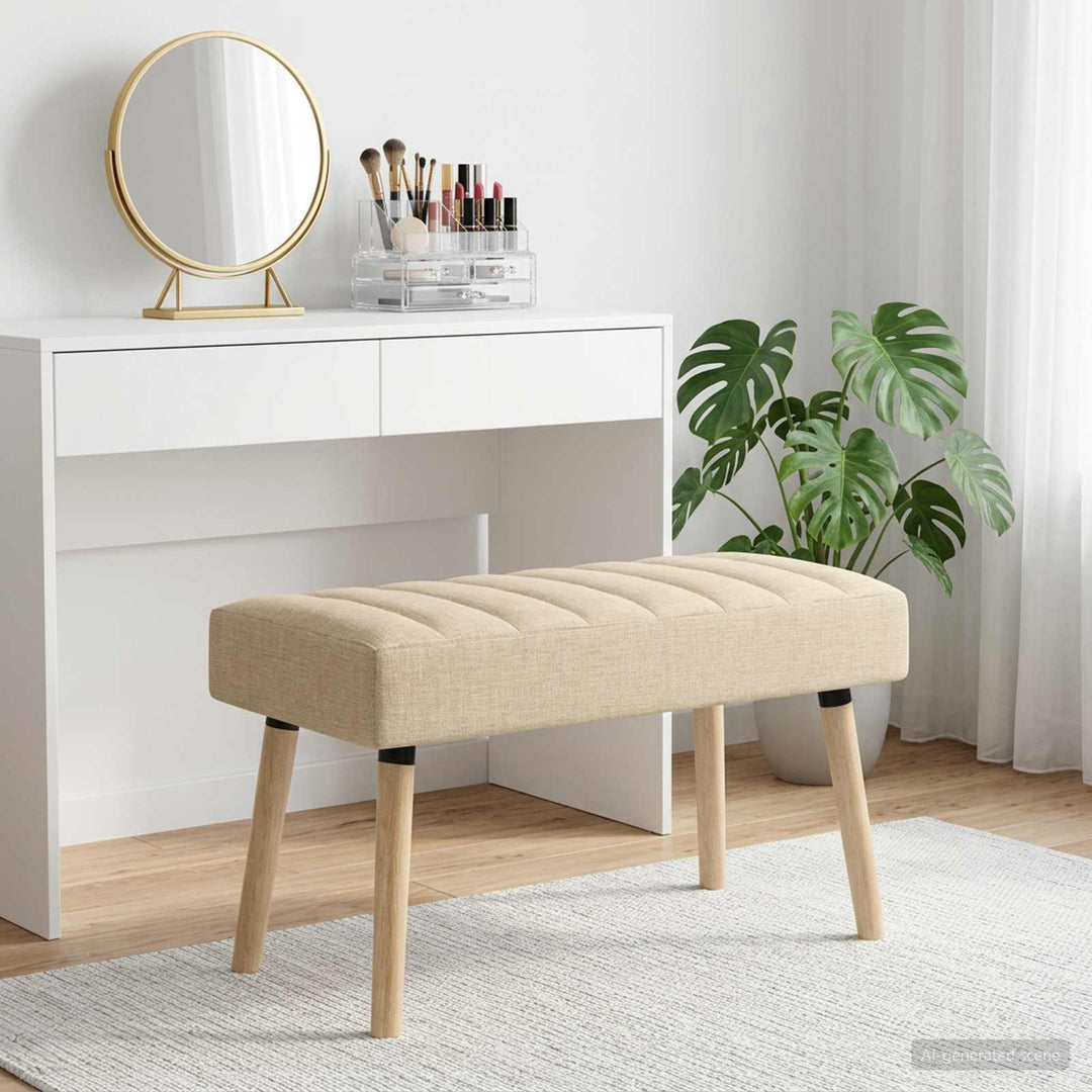 Kanalpuddet Bænk Cremefarvet 80 x 40 x 46 cm Stof