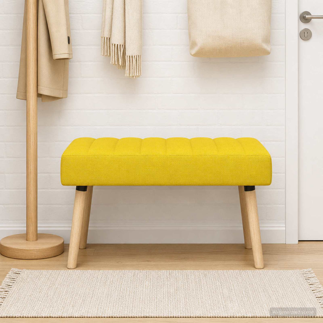 Kanalpuddet Bænk Lys Gul 80 x 40 x 46 cm Stof
