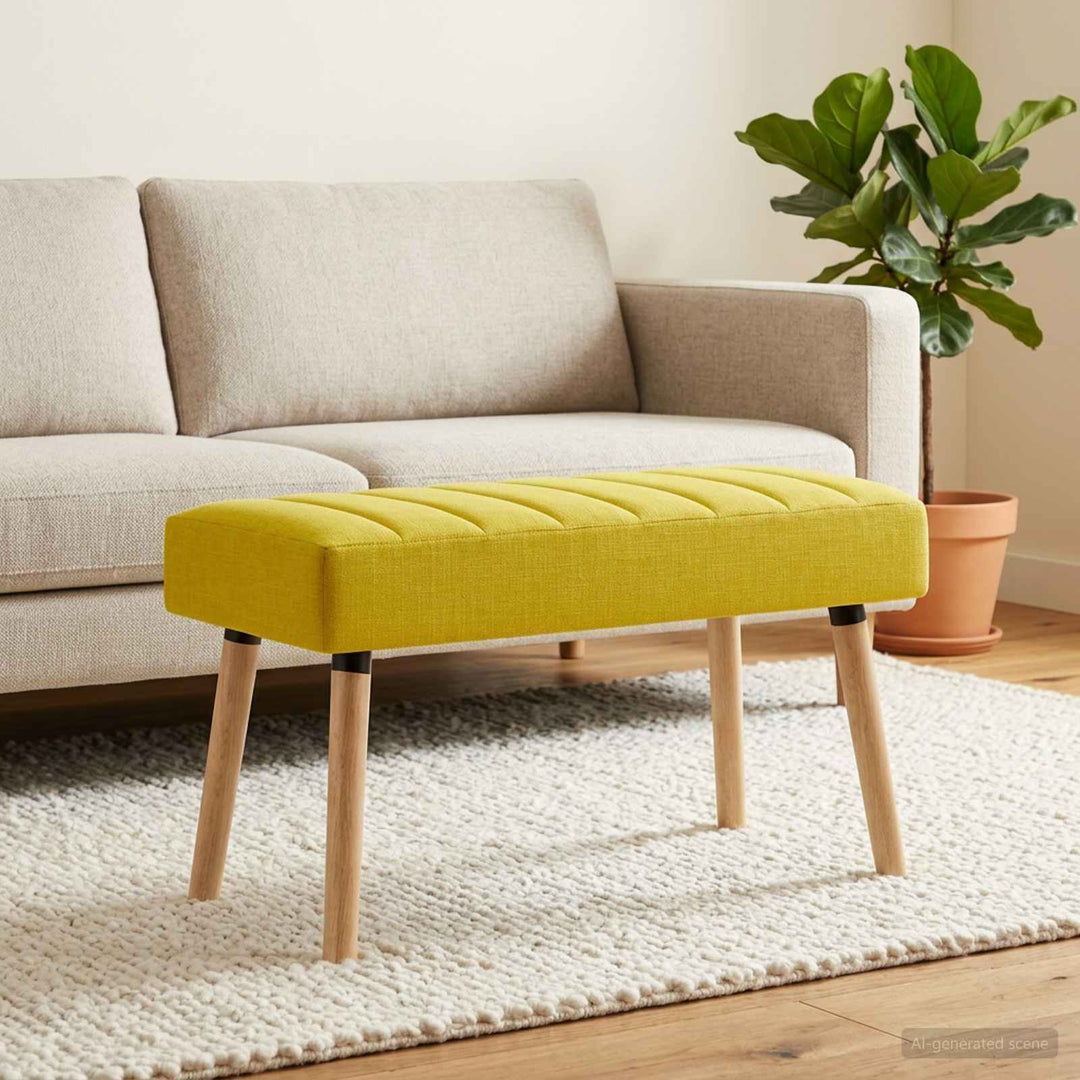Kanalpuddet Bænk Lys Gul 80 x 40 x 46 cm Stof