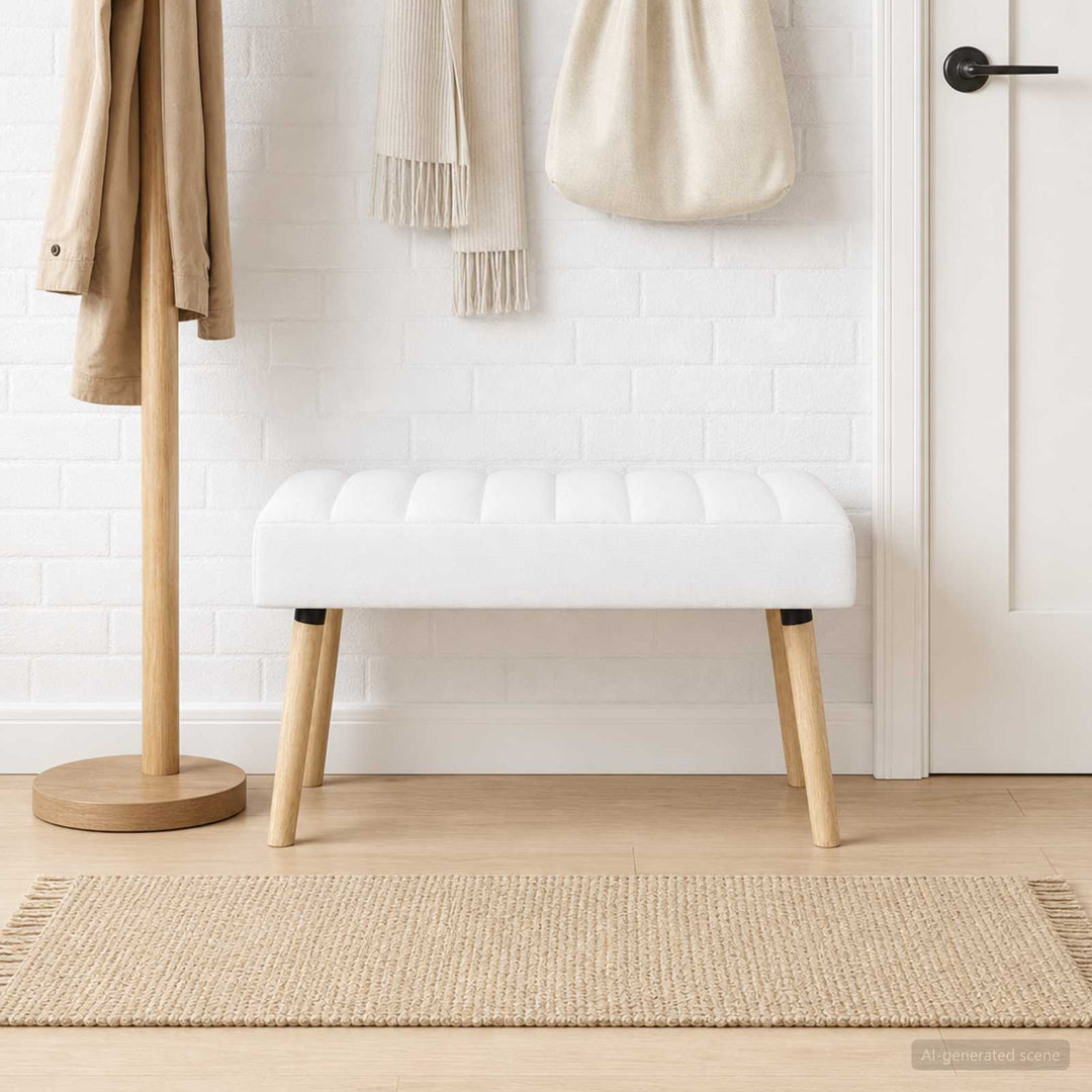 Kanalpuddet Bænk Hvid 80 x 40 x 46 cm Stof