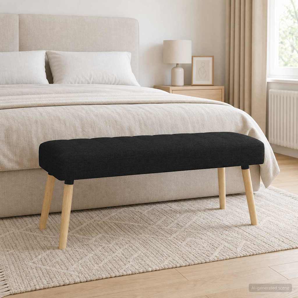 Kanalpuddet Bænk Sort 110 x 40 x 46 cm Stof