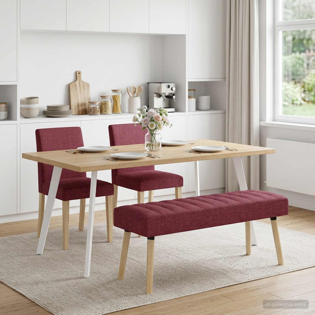 Kanalpuddet Bænk Vinrød 110 x 40 x 46 cm Stof