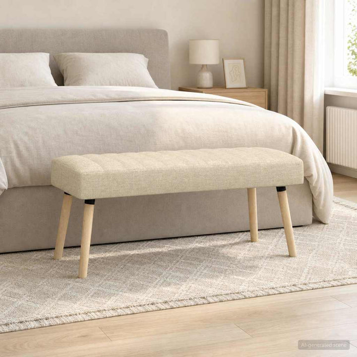 Kanalpuddet Bænk Cremefarvet 110 x 40 x 46 cm Stof