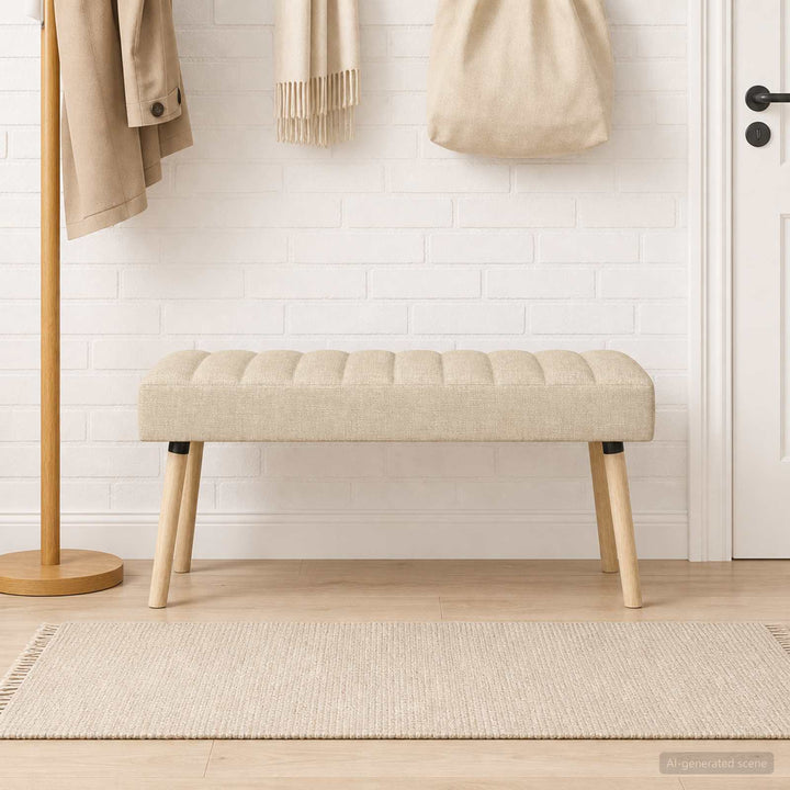 Kanalpuddet Bænk Cremefarvet 110 x 40 x 46 cm Stof