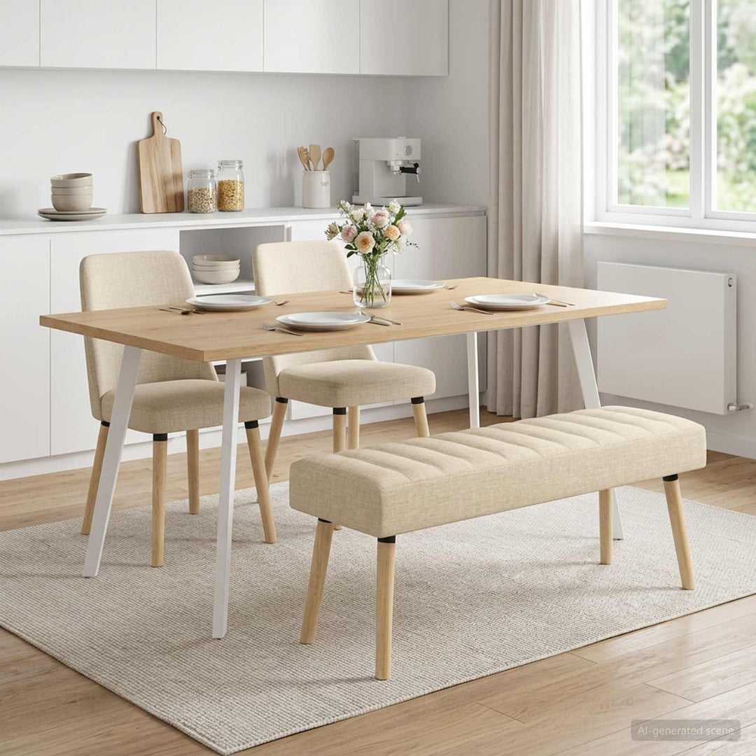 Kanalpuddet Bænk Cremefarvet 110 x 40 x 46 cm Stof