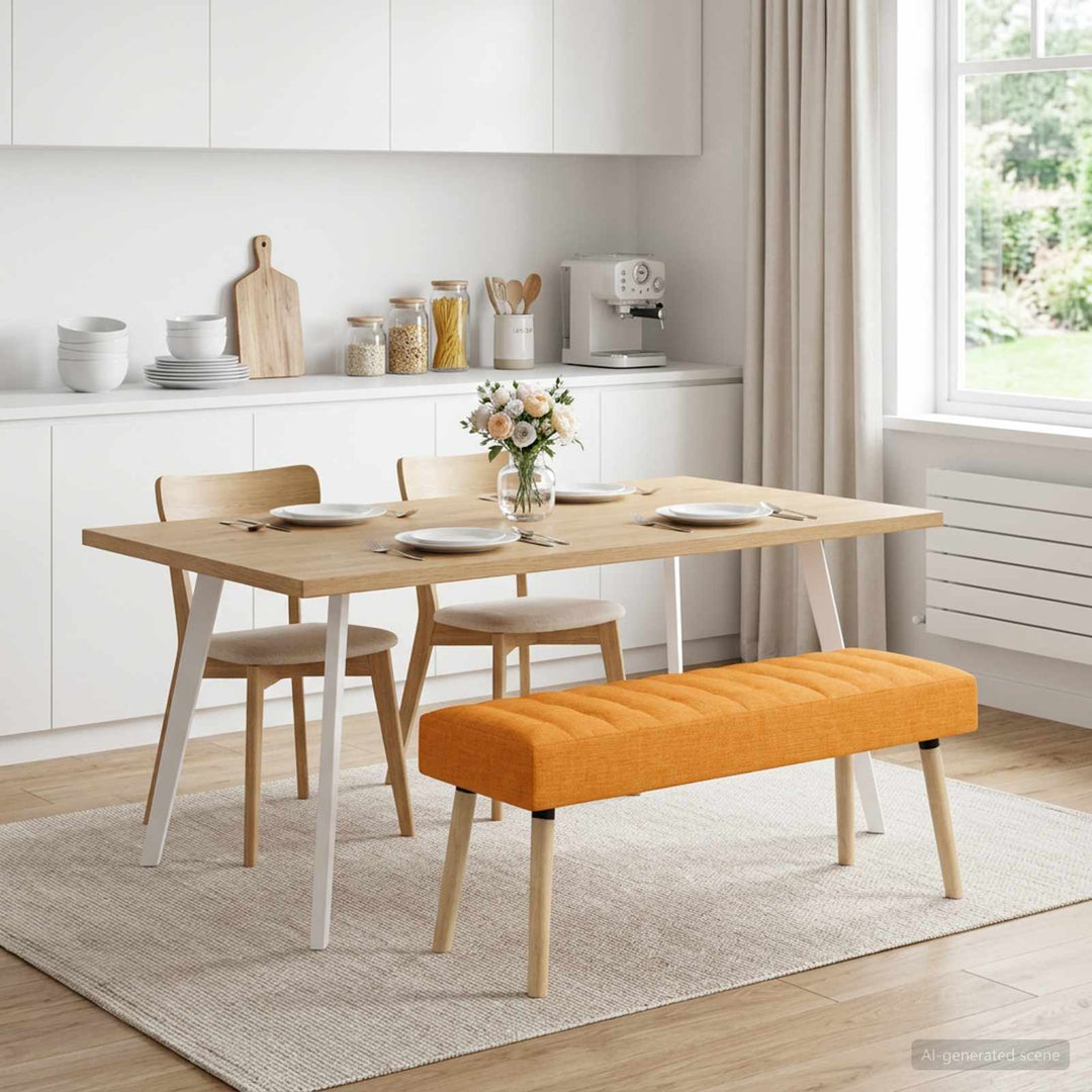 Kanalpuddet Bænk Mørk Gul 110 x 40 x 46 cm Stof