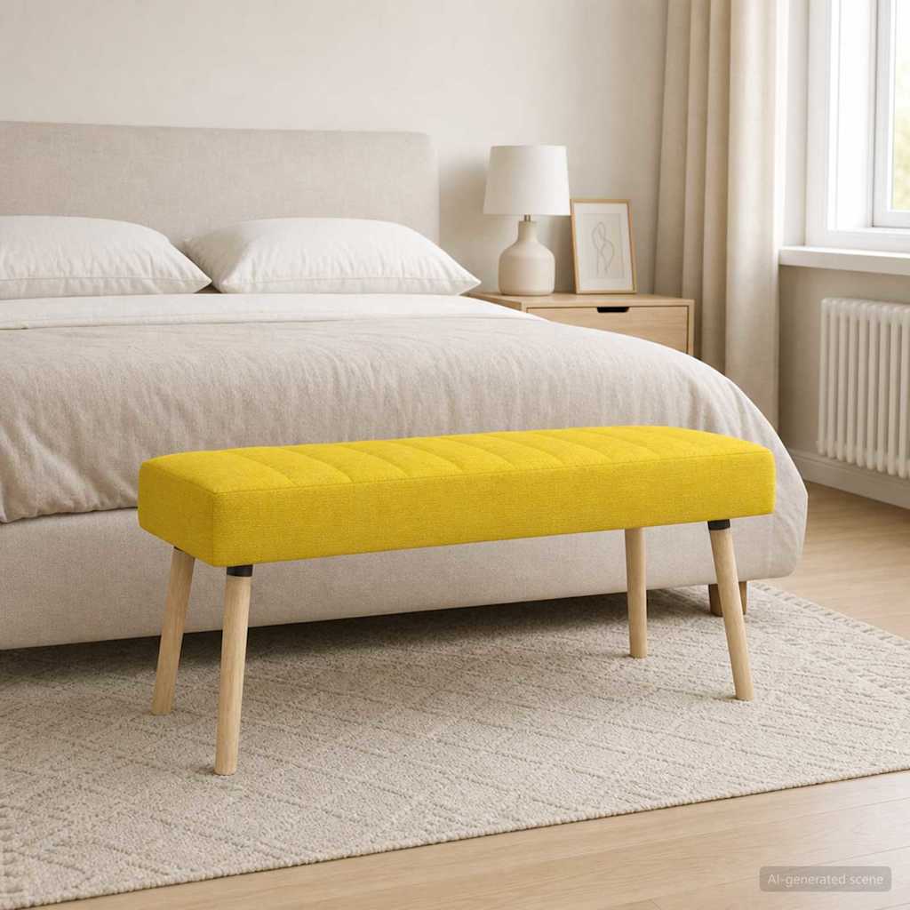 Kanalpuddet Bænk Lys Gul 110 x 40 x 46 cm Stof