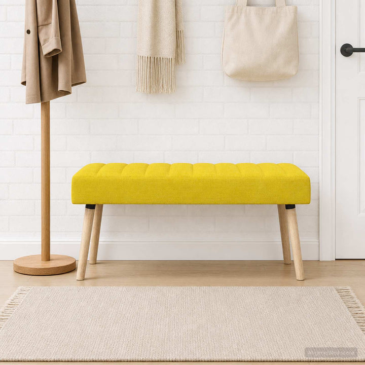 Kanalpuddet Bænk Lys Gul 110 x 40 x 46 cm Stof