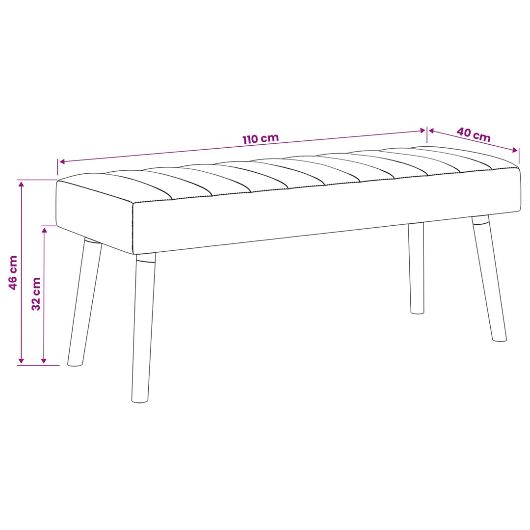 Kanalpuddet Bænk Lys Gul 110 x 40 x 46 cm Stof