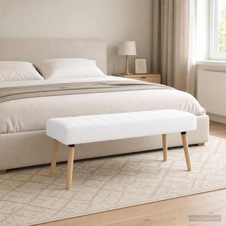 Kanalpuddet Bænk Hvid 110 x 40 x 46 cm Stof