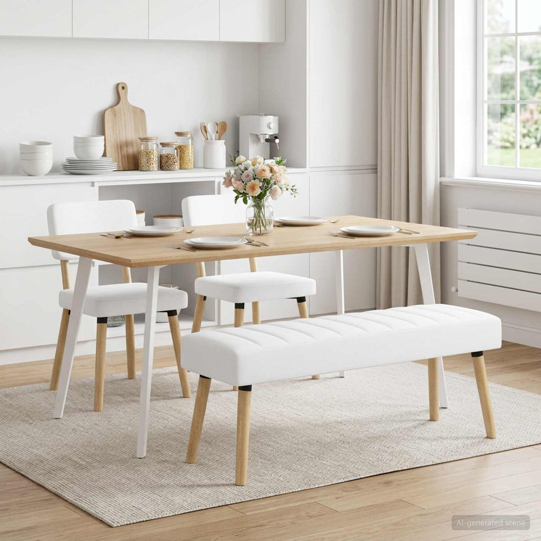 Kanalpuddet Bænk Hvid 110 x 40 x 46 cm Stof