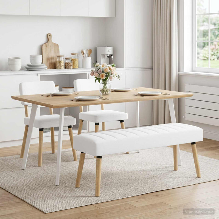 Kanalpuddet Bænk Hvid 110 x 40 x 46 cm Stof
