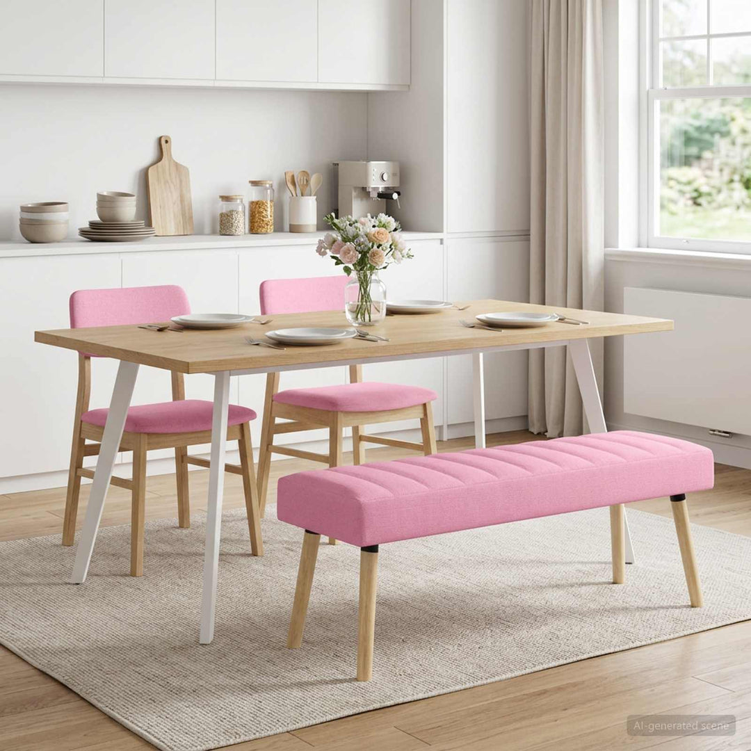 Kanalpuddet Bænk Lyserød 110 x 40 x 46 cm Stof