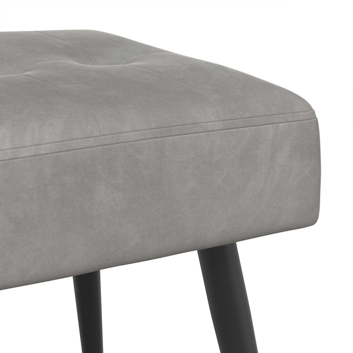 Bænk med knap tufting Lysegrå 60 x 40 x 45 cm Velour