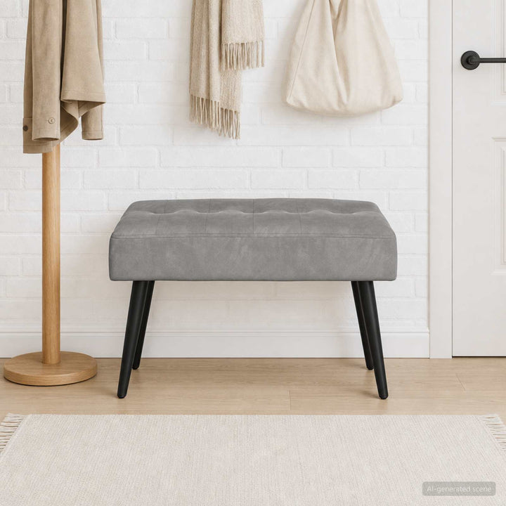 Bænk med knap tufting Lysegrå 60 x 40 x 45 cm Velour