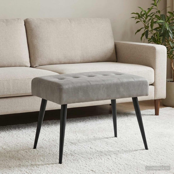 Bænk med knap tufting Lysegrå 60 x 40 x 45 cm Velour