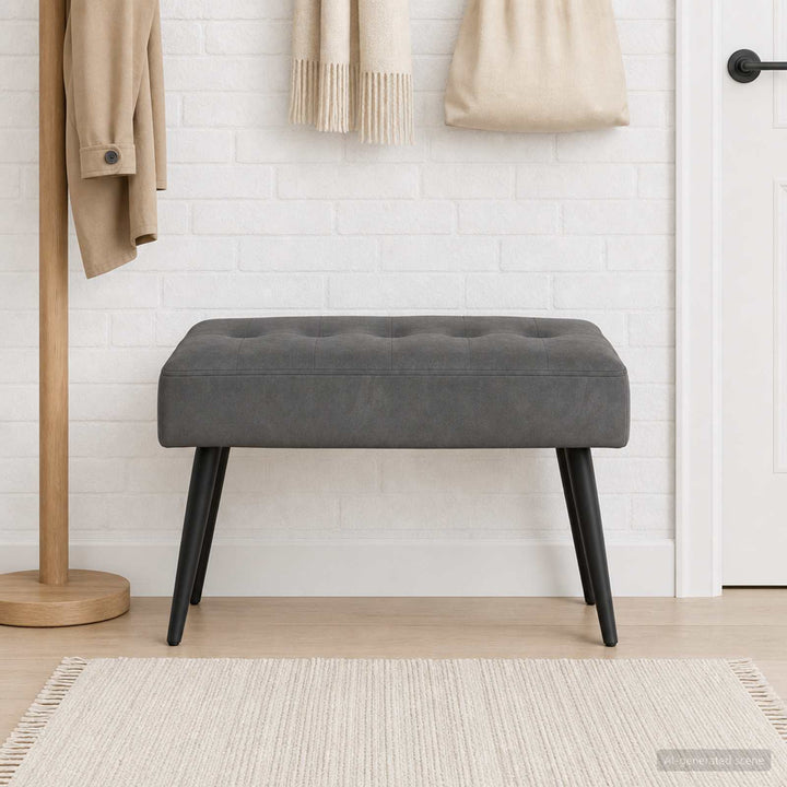 Bænk med knap tufting Mørkegrå 60 x 40 x 45 cm Velour