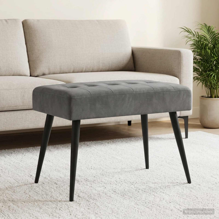 Bænk med knap tufting Mørkegrå 60 x 40 x 45 cm Velour