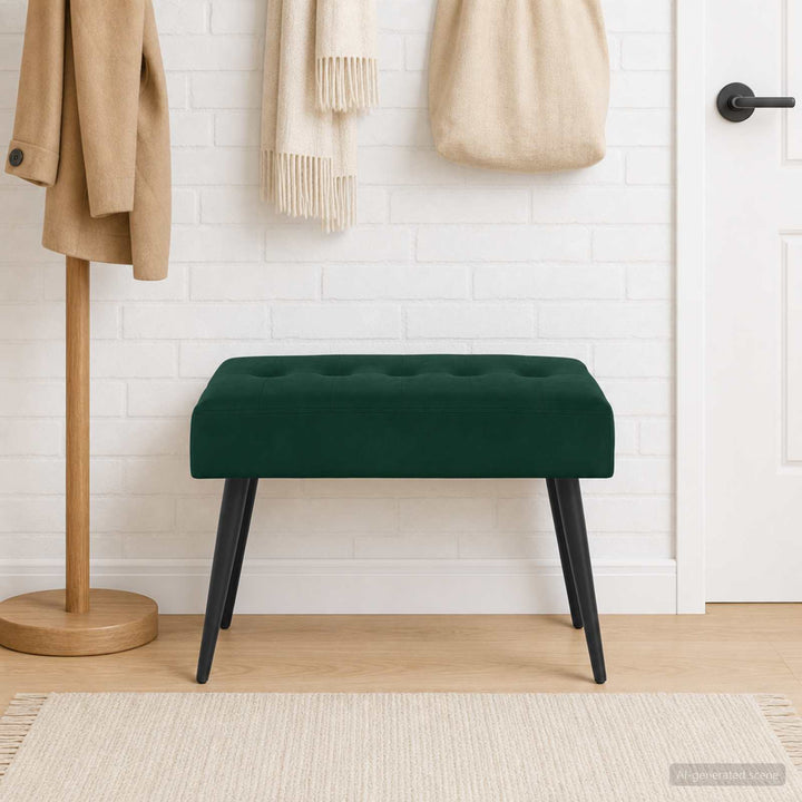 Bænk med knap tufting Mørkegrøn 60 x 40 x 45 cm Velour