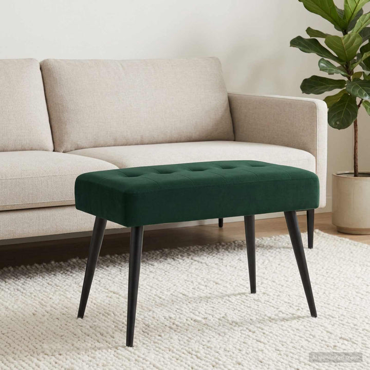 Bænk med knap tufting Mørkegrøn 60 x 40 x 45 cm Velour