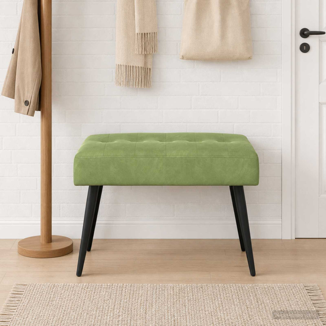 Bænk med knap tufting Lys grøn 60 x 40 x 45 cm Velour