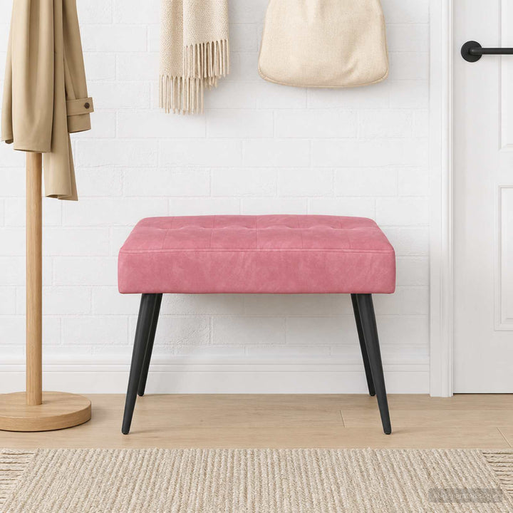 Bænk med knap tufting Lyserød 60 x 40 x 45 cm Velour