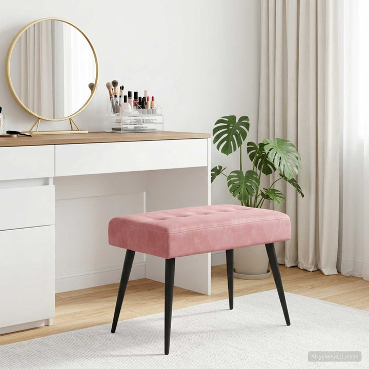 Bænk med knap tufting Lyserød 60 x 40 x 45 cm Fløjl