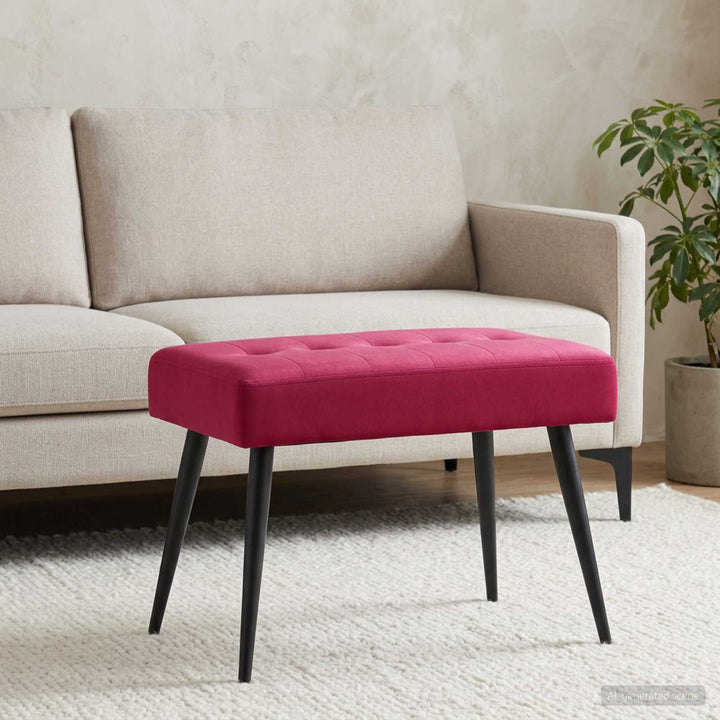 Bænk med knap tufting Vinrød 60 x 40 x 45 cm Velour