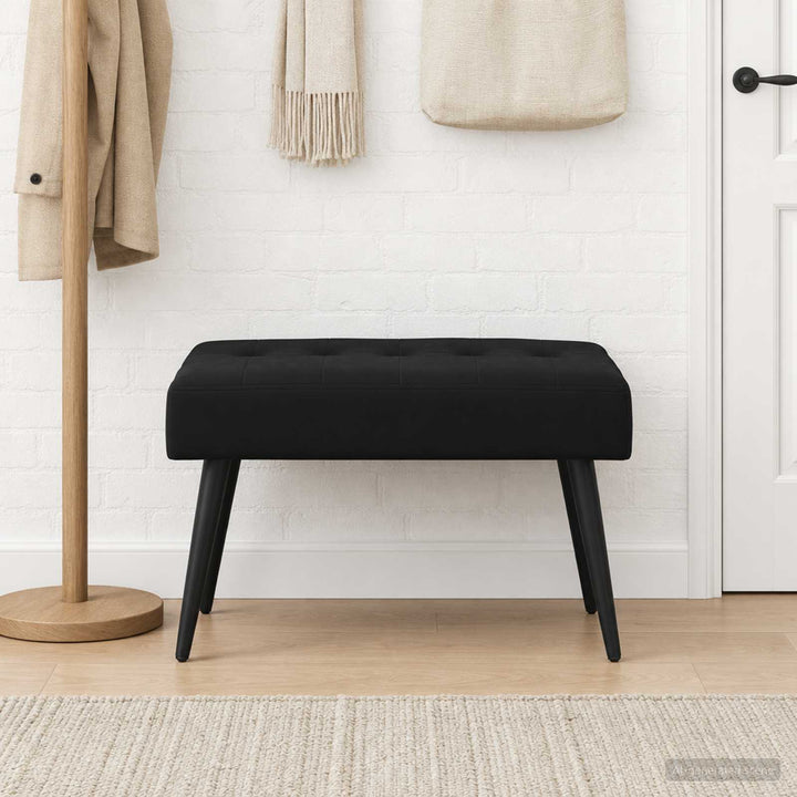 Bænk med knap tufting Sort 60 x 40 x 45 cm Velour