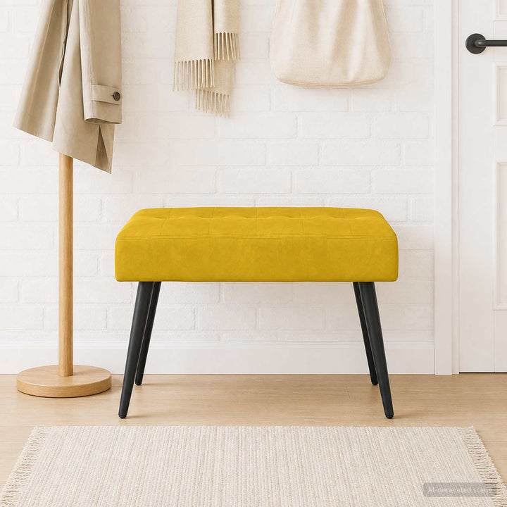 Bænk med knap tufting Gul 60 x 40 x 45 cm Velour