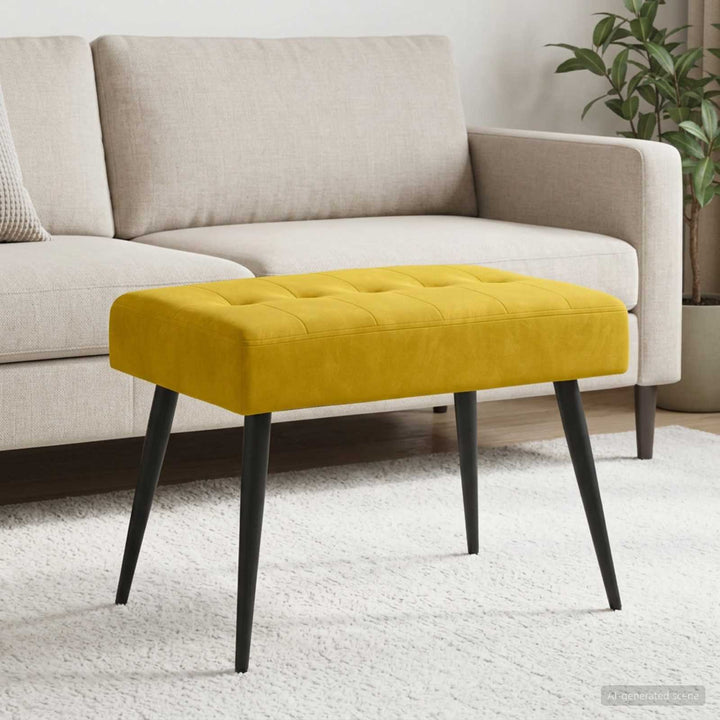 Bænk med knap tufting Gul 60 x 40 x 45 cm Velour