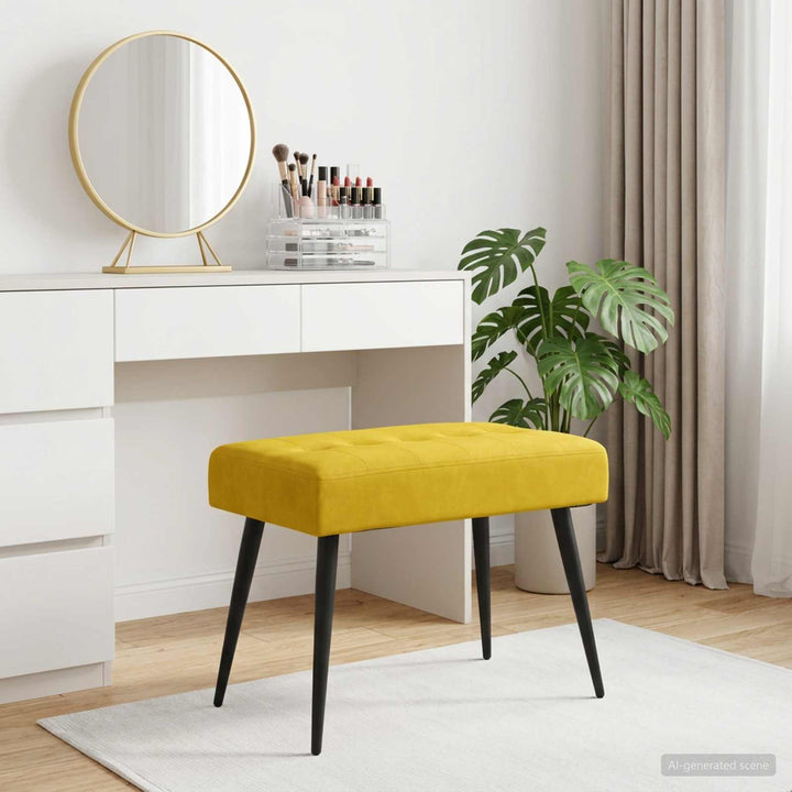 Bænk med knap tufting Gul 60 x 40 x 45 cm Velour