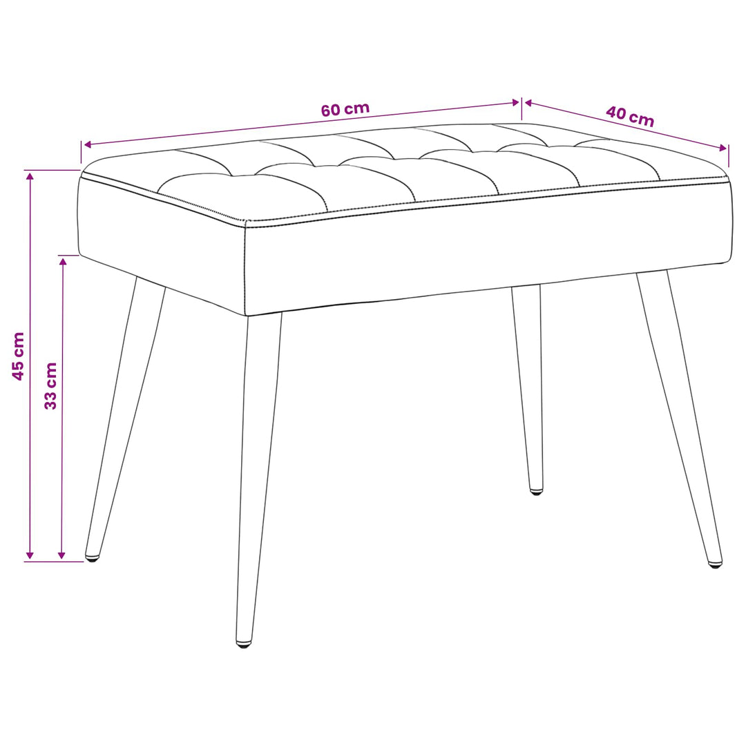 Bænk med knap tufting Blå 60 x 40 x 45 cm Fløjl