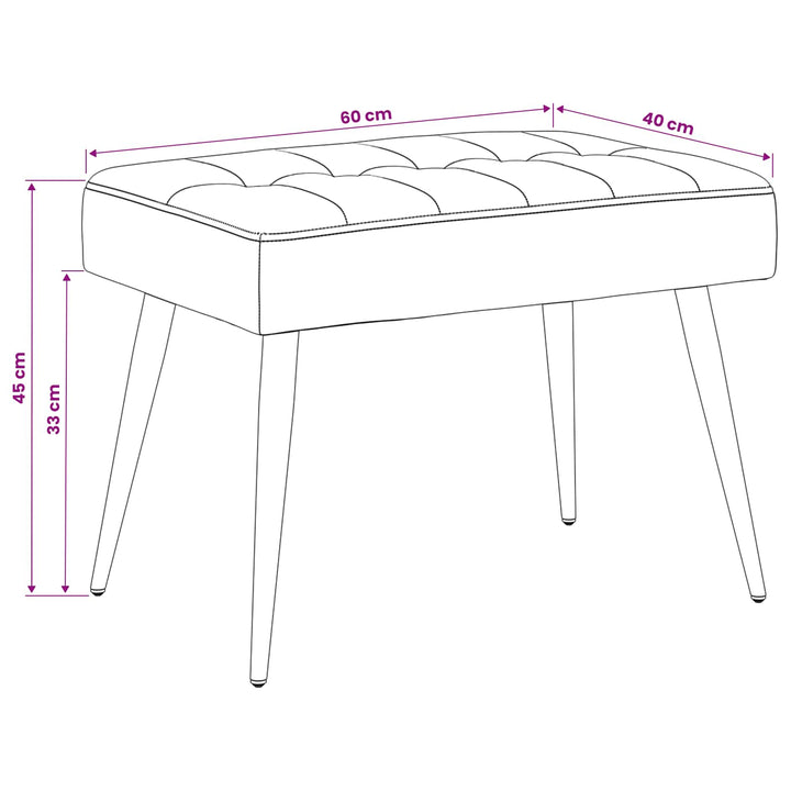 Bænk med knap tufting Blå 60 x 40 x 45 cm Fløjl