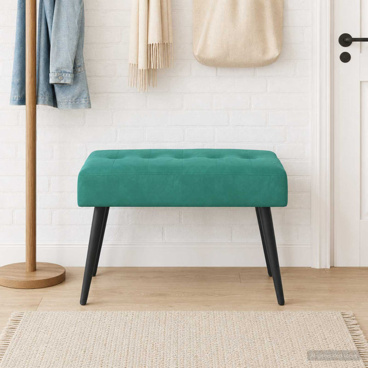 Bænk med knap tufting Turkis 60 x 40 x 45 cm Velour