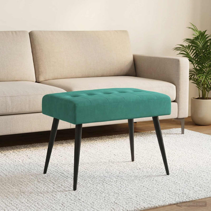 Bænk med knap tufting Turkis 60 x 40 x 45 cm Velour
