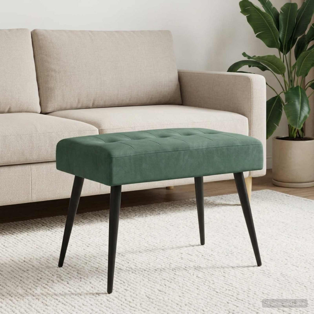 Bænk med knap tufting Havgrøn 60 x 40 x 45 cm Fløjl