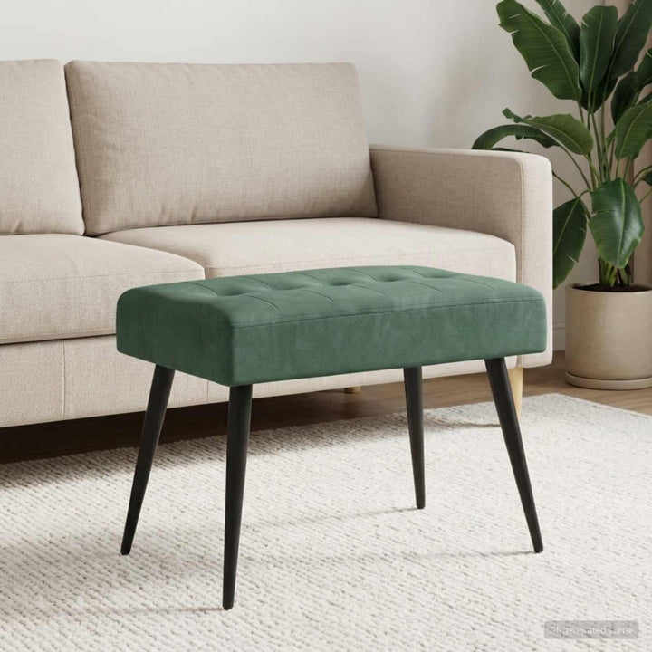 Bænk med knap tufting Havgrøn 60 x 40 x 45 cm Fløjl