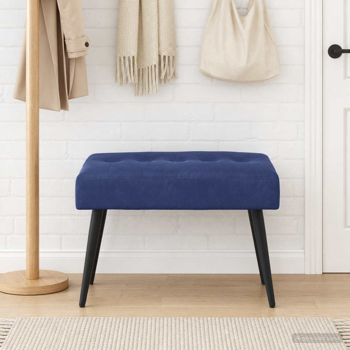 Bænk med knap tufting Politi blå 60 x 40 x 45 cm Fløjl