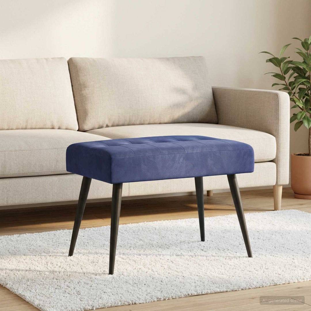 Bænk med knap tufting Politi blå 60 x 40 x 45 cm Velour
