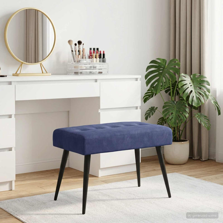 Bænk med knap tufting Politi blå 60 x 40 x 45 cm Fløjl