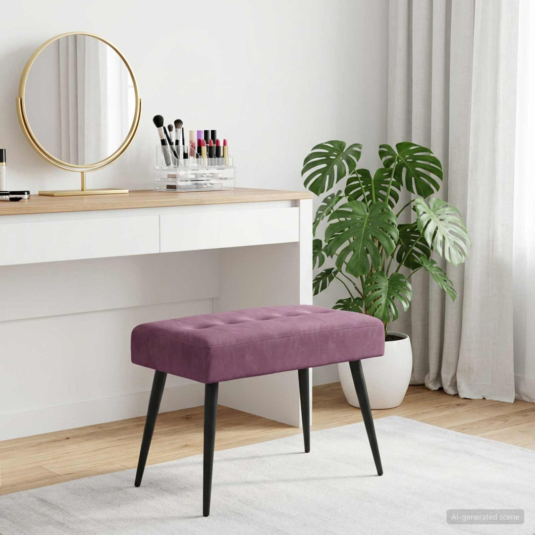 Bænk med knap tufting Lilla 60 x 40 x 45 cm Velour