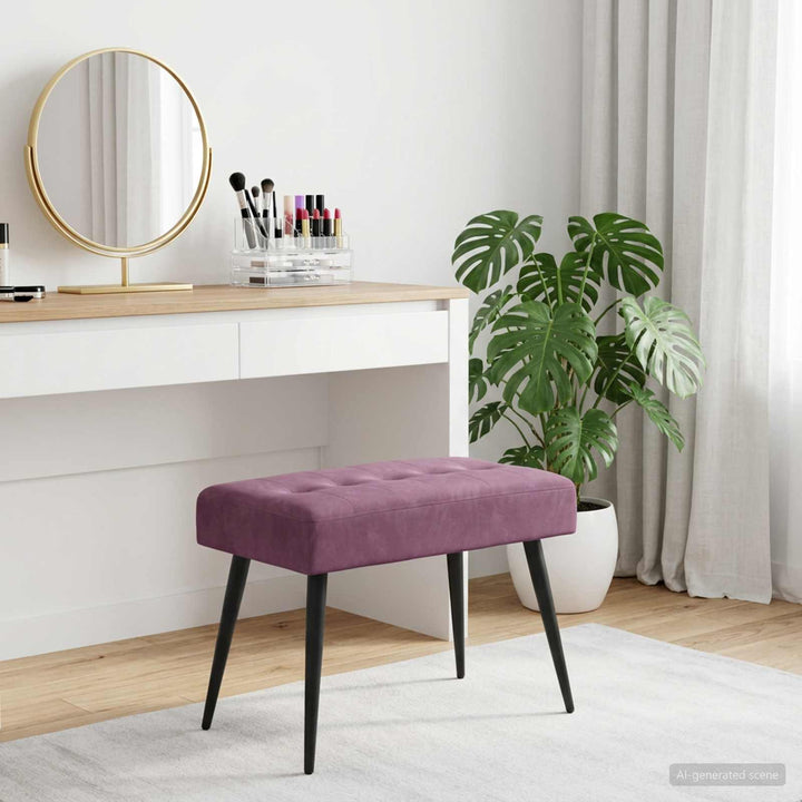 Bænk med knap tufting Lilla 60 x 40 x 45 cm Velour