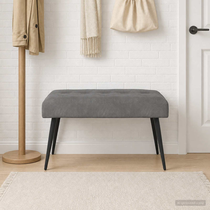Bænk med knap tufting Mørkegrå 80 x 40 x 46 cm Velour