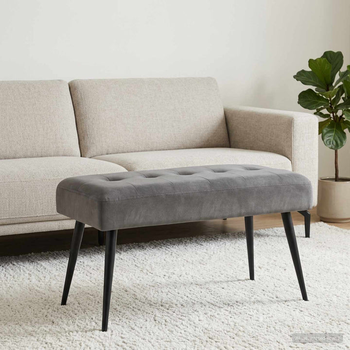 Bænk med knap tufting Mørkegrå 80 x 40 x 46 cm Velour
